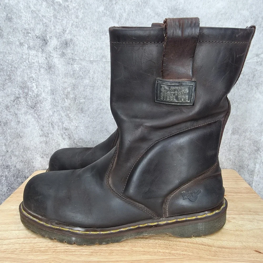 Dr. Martens Work Boots Mens 13 M Brown Leather Steel Toe Safety Icon Industrial